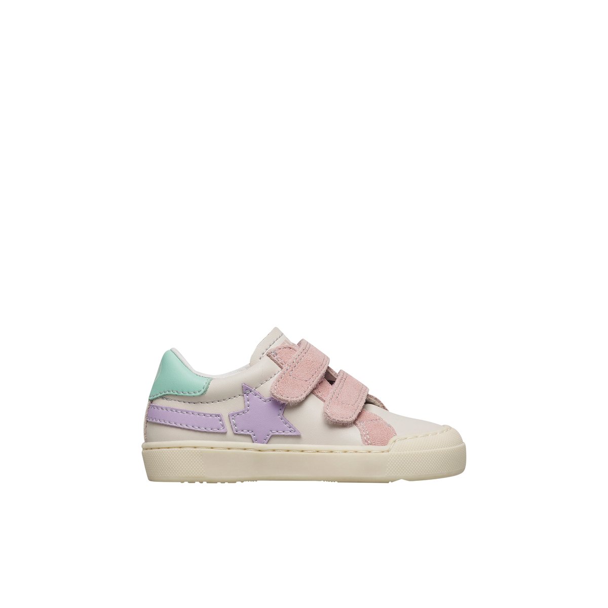 Sneakers en cuir et en daim SINGERY LOW VL. blanc-bleu, NATURINO