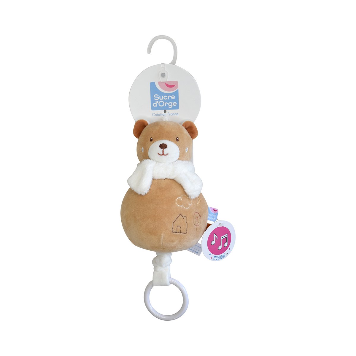 Sujet musical ours velours doux marron, SUCRE D'ORGE