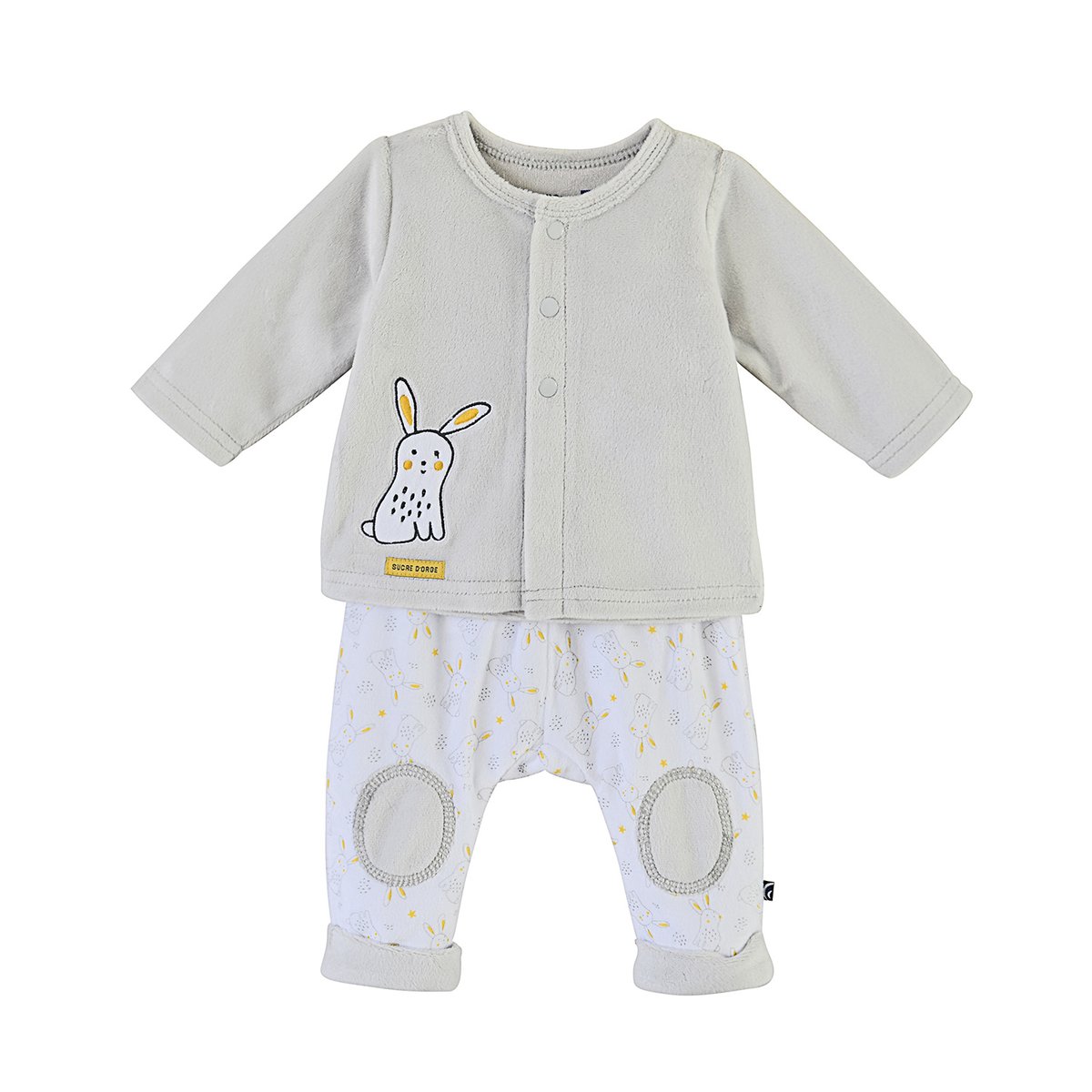 Ensemble cardigan + pantalon naissance deve gris, SUCRE D'ORGE