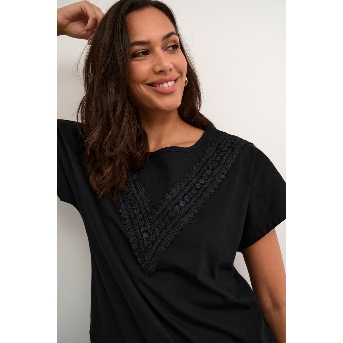 T-shirt noir black deep, KAFFE