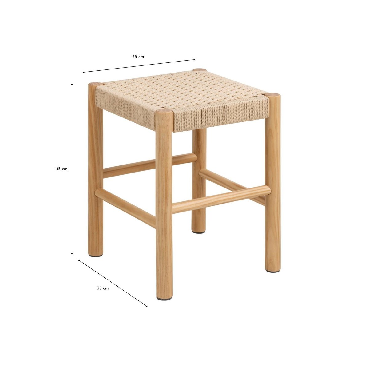 Tabouret en bois et assise tressée L80 - THEO beige, HELLIN, DEPUIS 1862