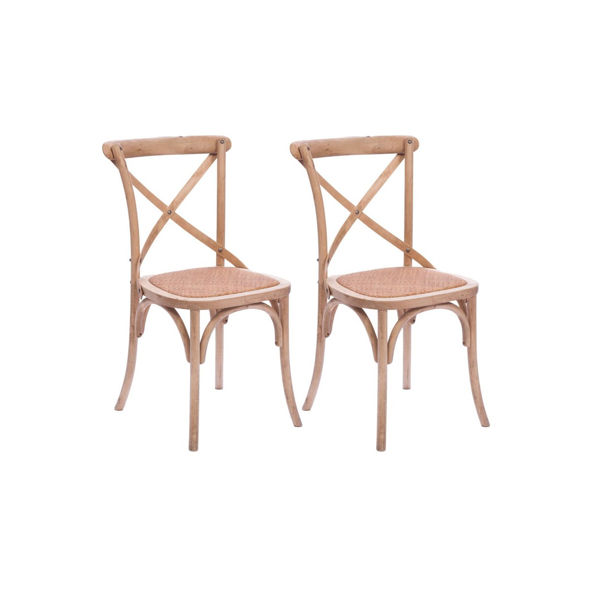 Chaises bistrot en bois massif naturel (lot de 2) - ESTAMINET bois clair, HELLIN, DEPUIS 1862
