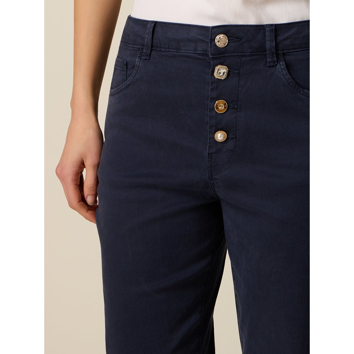 Pantalon boyslim bleu, OLTRE
