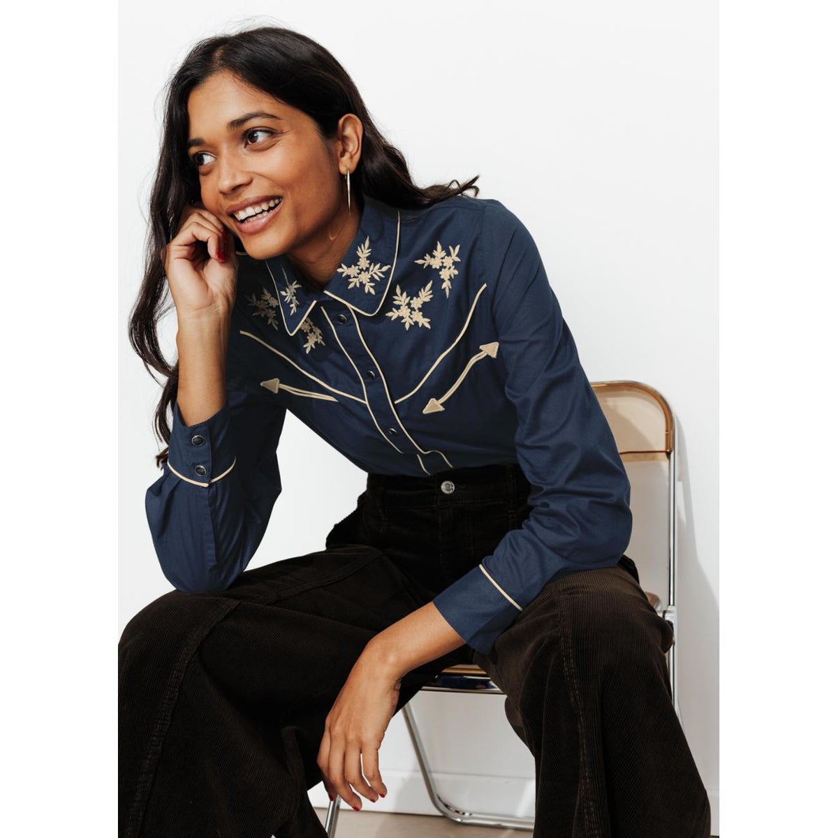 Chemise western imprimée bleu, PROMOD