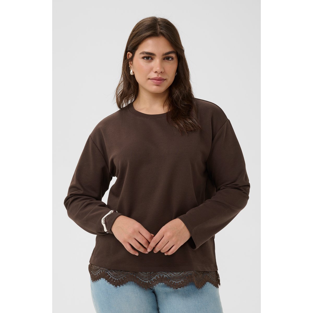 Sweatshirt marron coffee bean, KAFFE CURVE