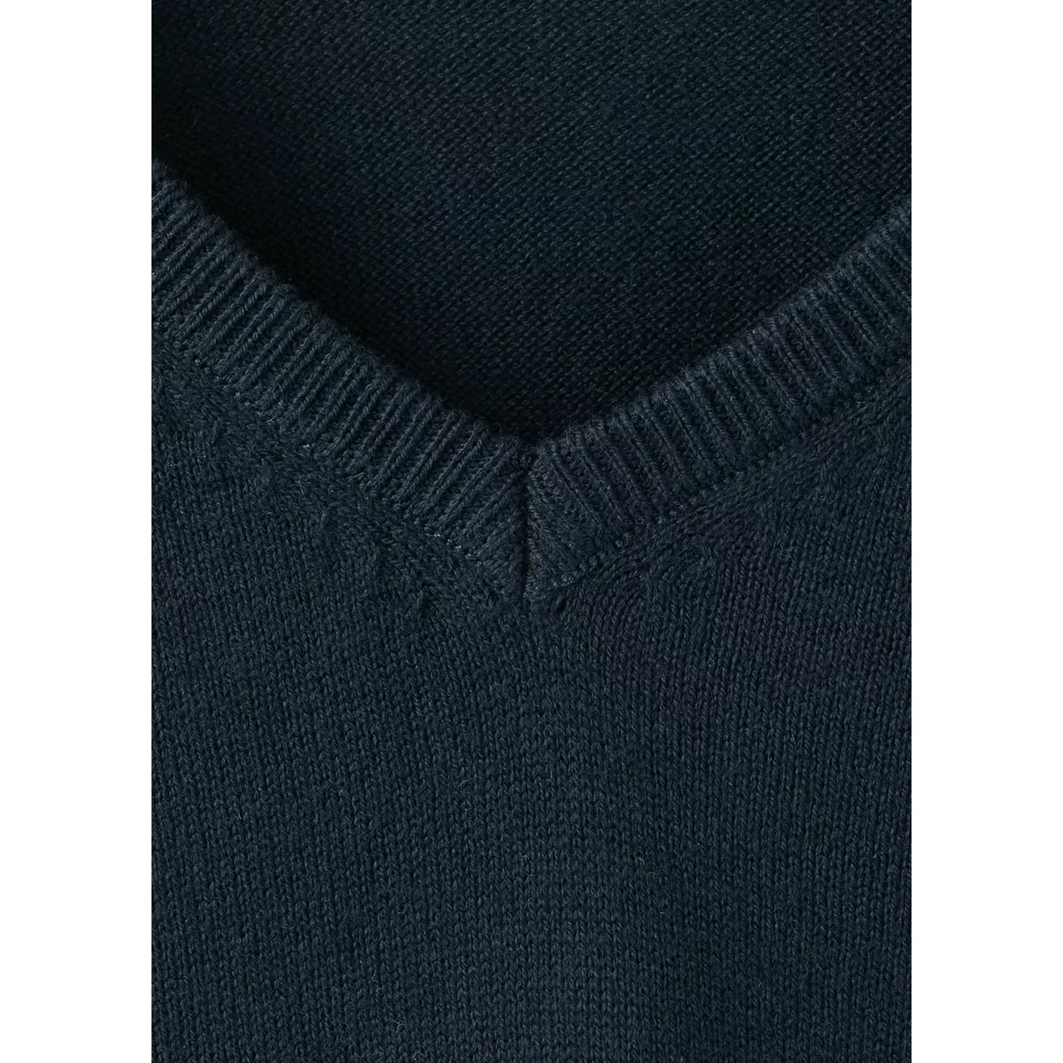 Pull-over maille fine col V bleu marine, MANGO KIDS