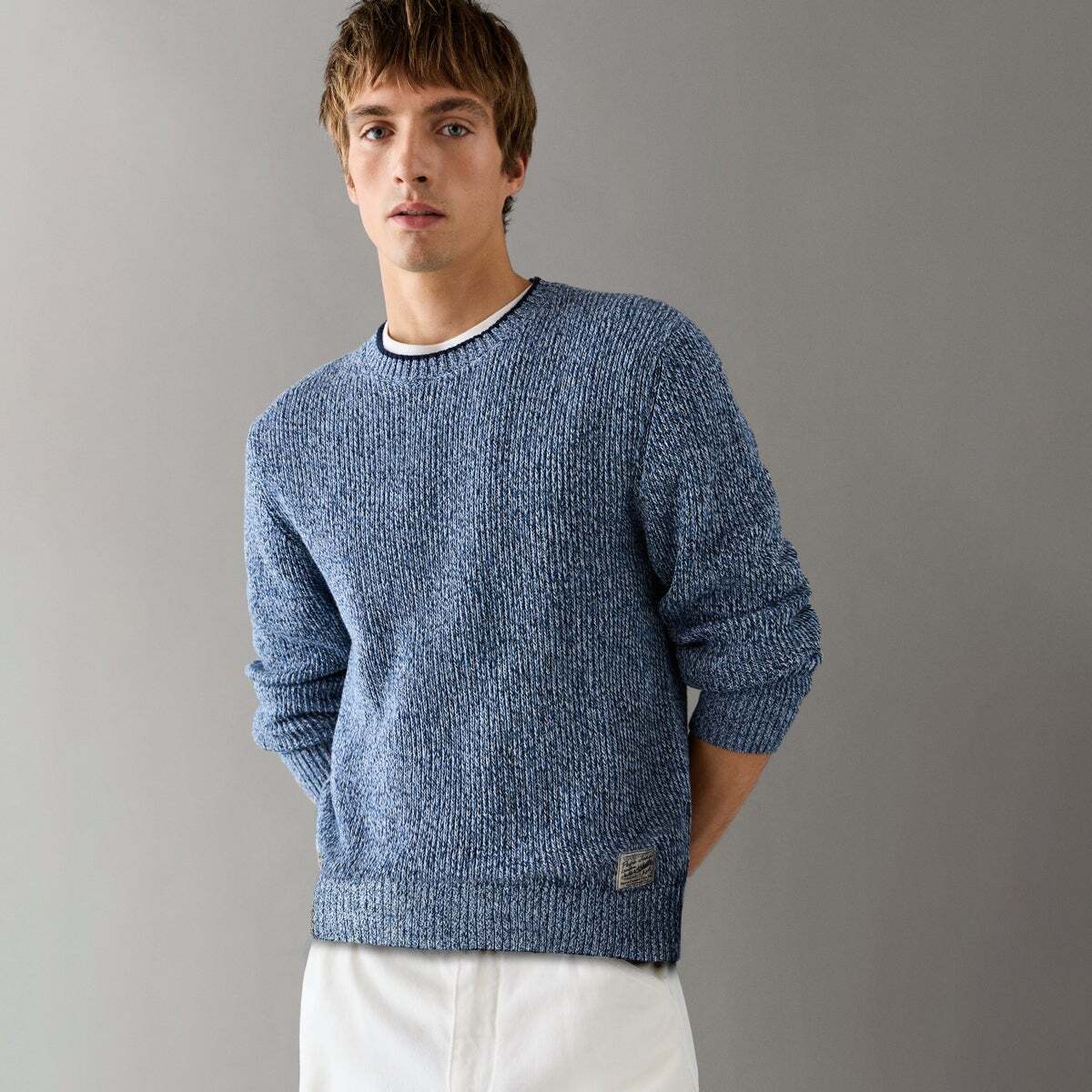 Pull Col Rond En Maille bleu dulwich, PEPE JEANS