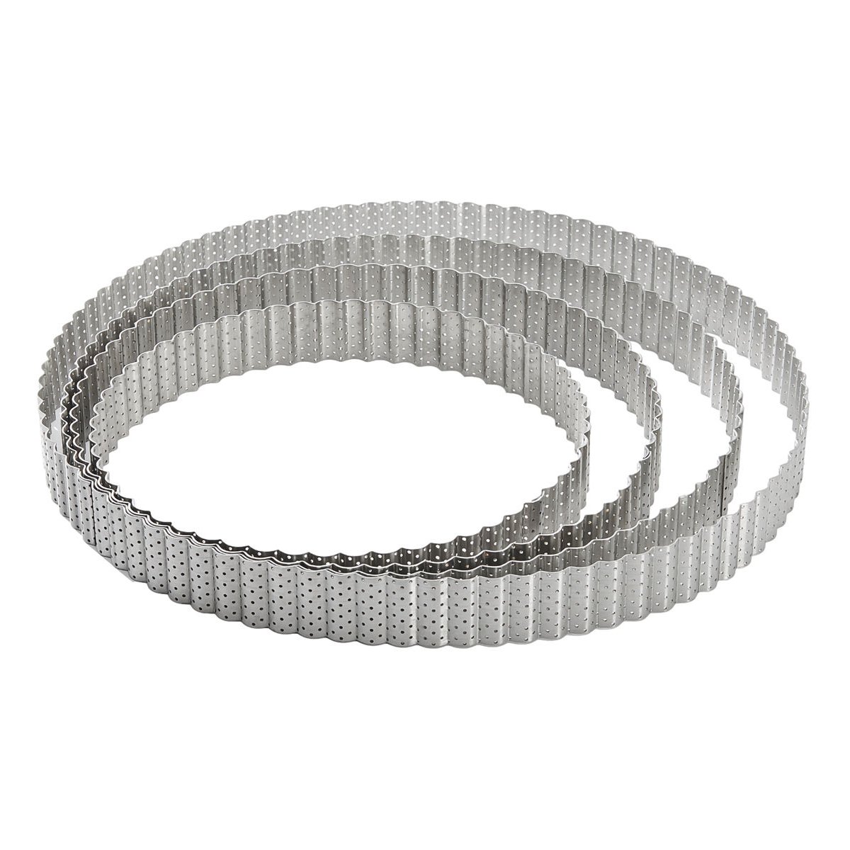 Cercle à tarte perforé cannelé ø24 cm - acier inoxydable gris, DE BUYER