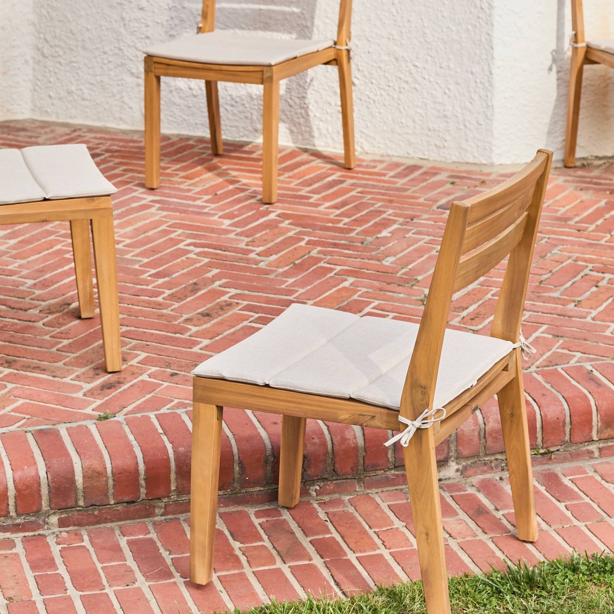Chaise de jardin bois d'acacia (lot de 4) MERINA beige, SWEEEK