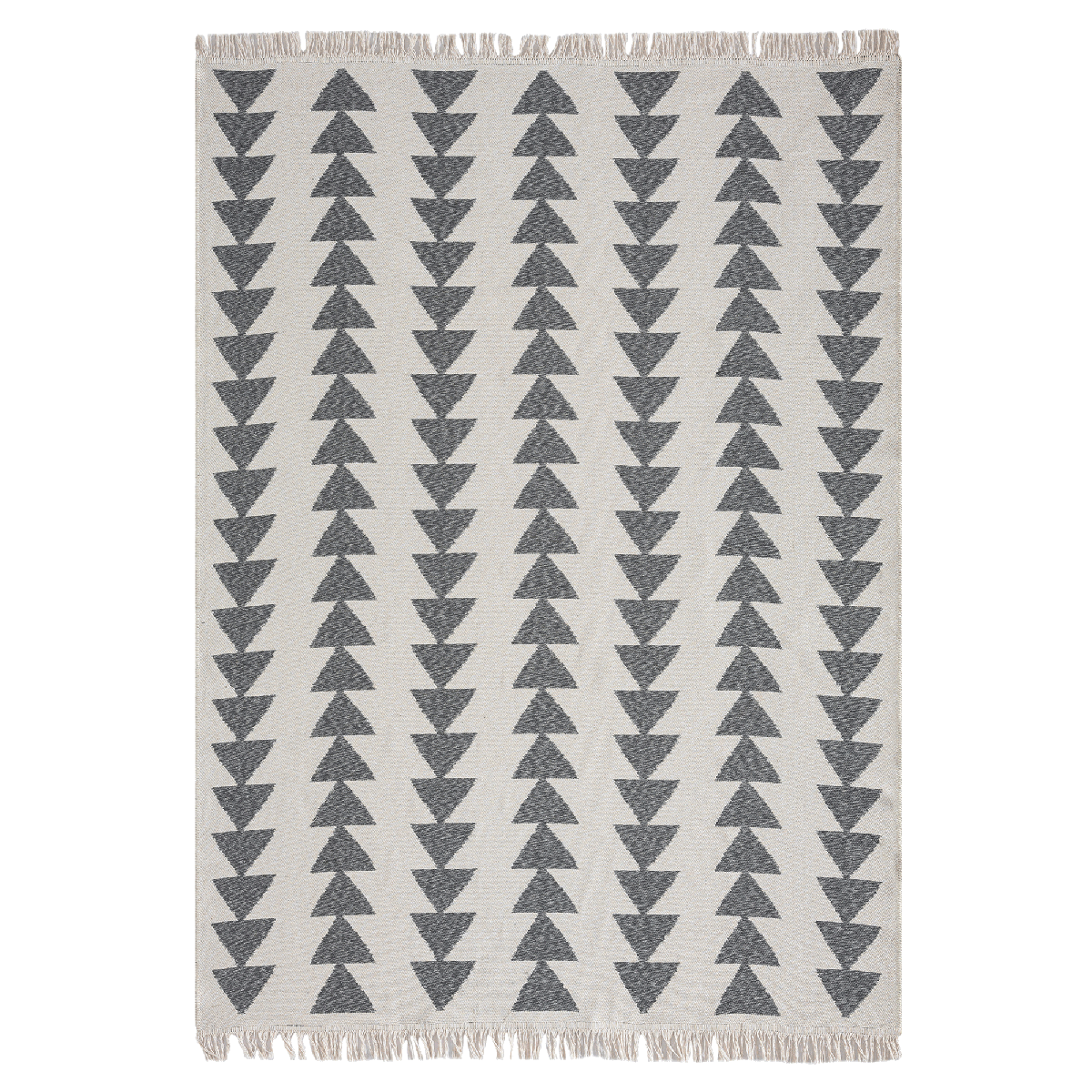 Tapis kilim reversible en coton motif scandinave BE écru, gris, UN AMOUR DE TAPIS