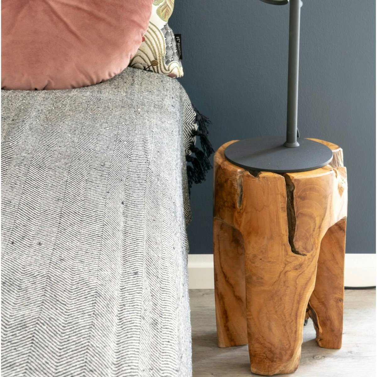 Tabouret chevet en bois de teck - 3 pieds ARIZONA bois naturel, PIER IMPORT