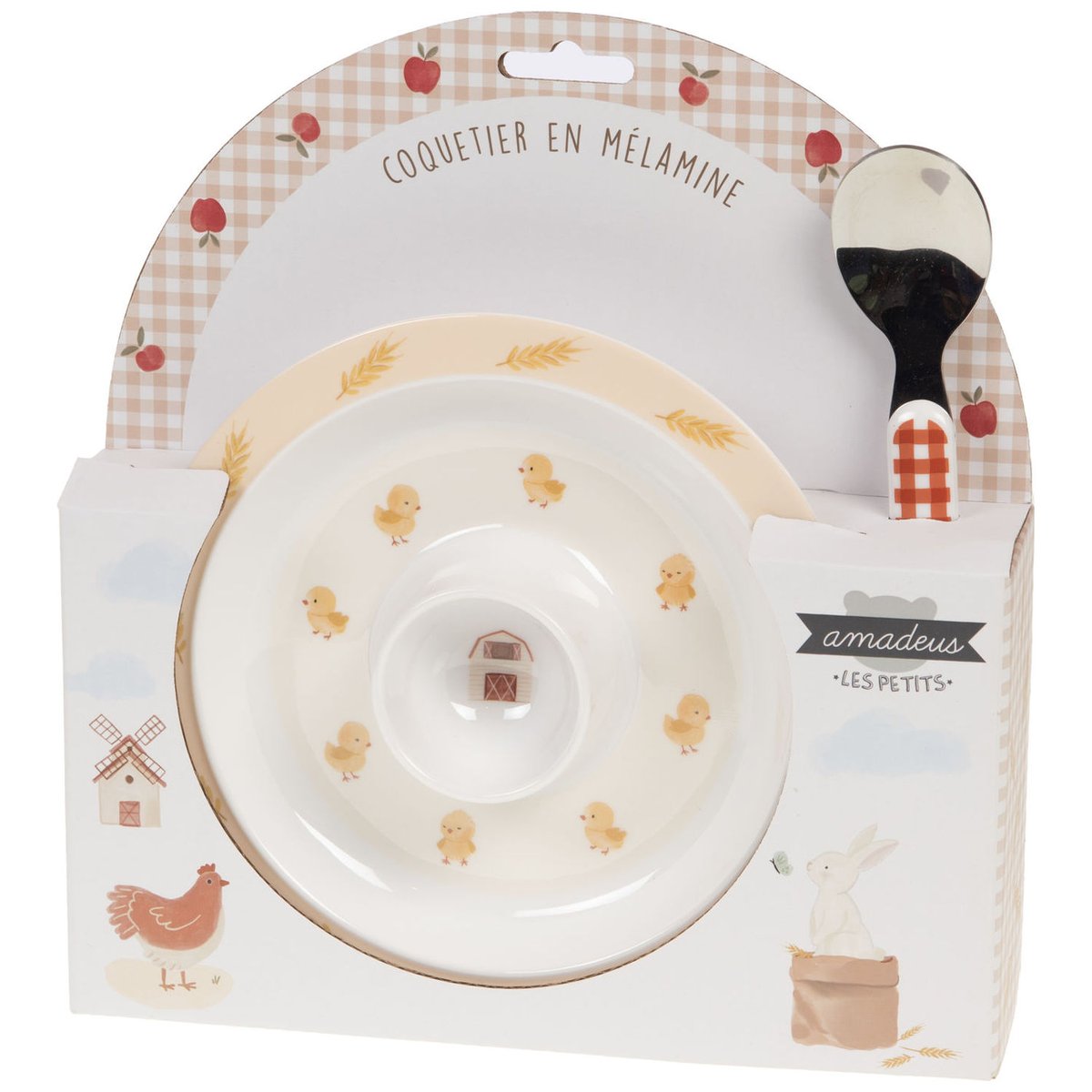 Coffret coquetier jaune, marron, rouge, AMADEUS LES PETITS