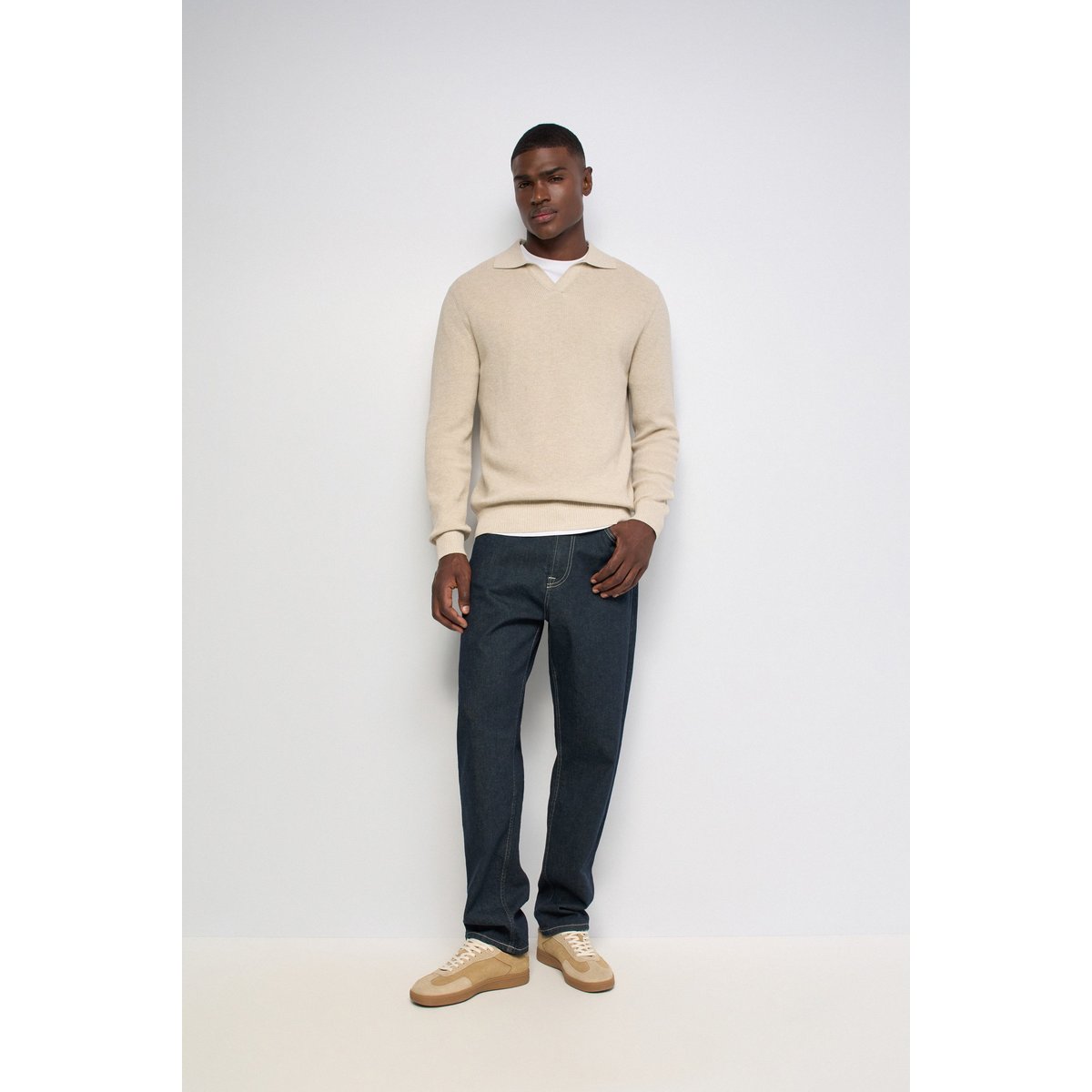 POLO TEXTURÉ À MANCHES LONGUES beige, SALSA JEANS
