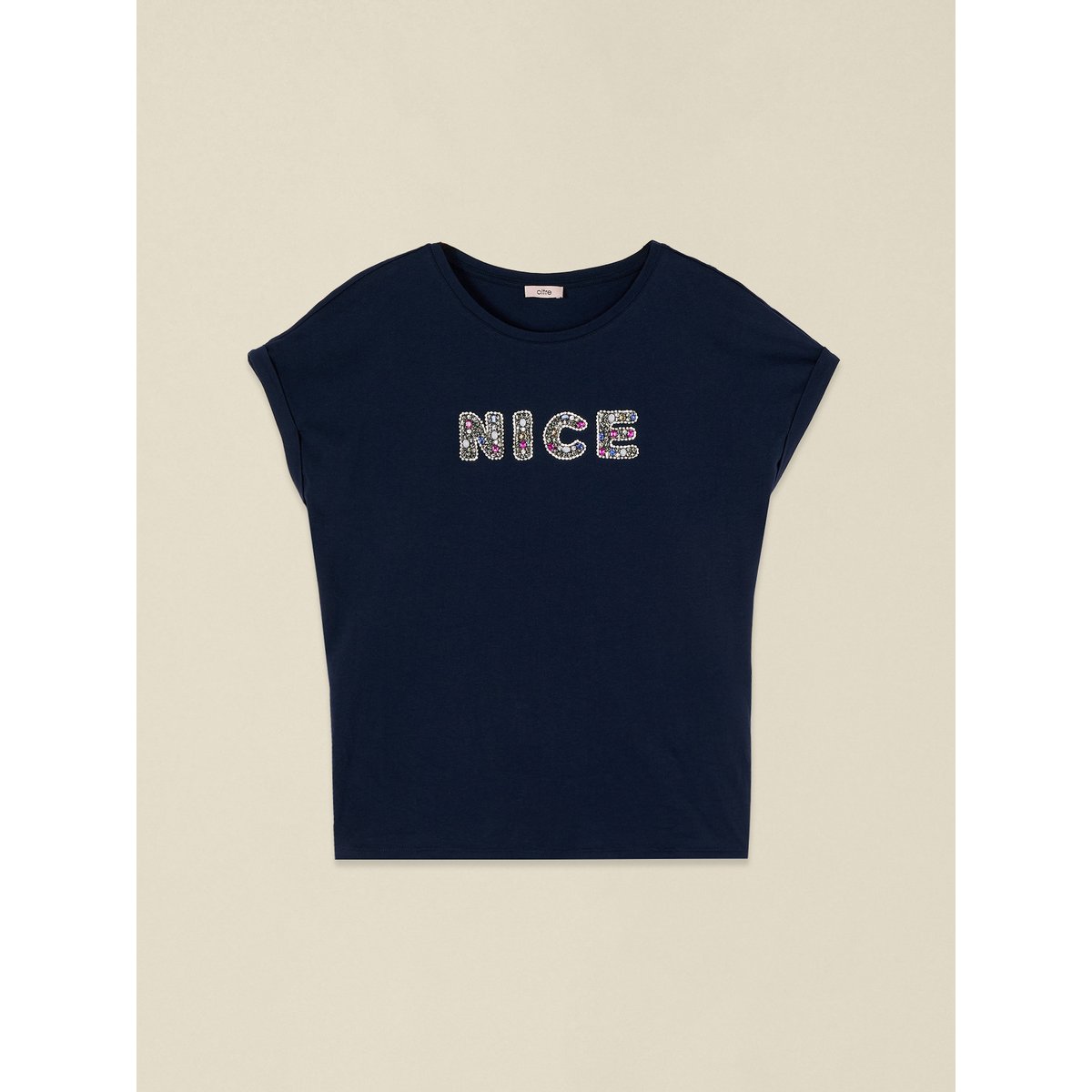 T-shirt avec patch bijou bleu, OLTRE