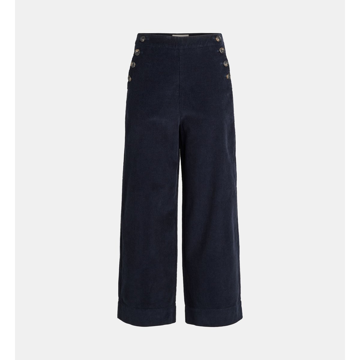 Pantalon large style à pans ondin en velours côtelé bleu, JODHPUR