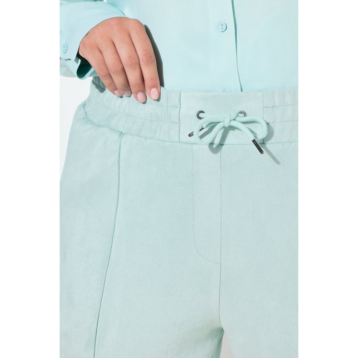 Pantalon Ruby imitation cuir suédé bleu turquoise, ULLA POPKEN