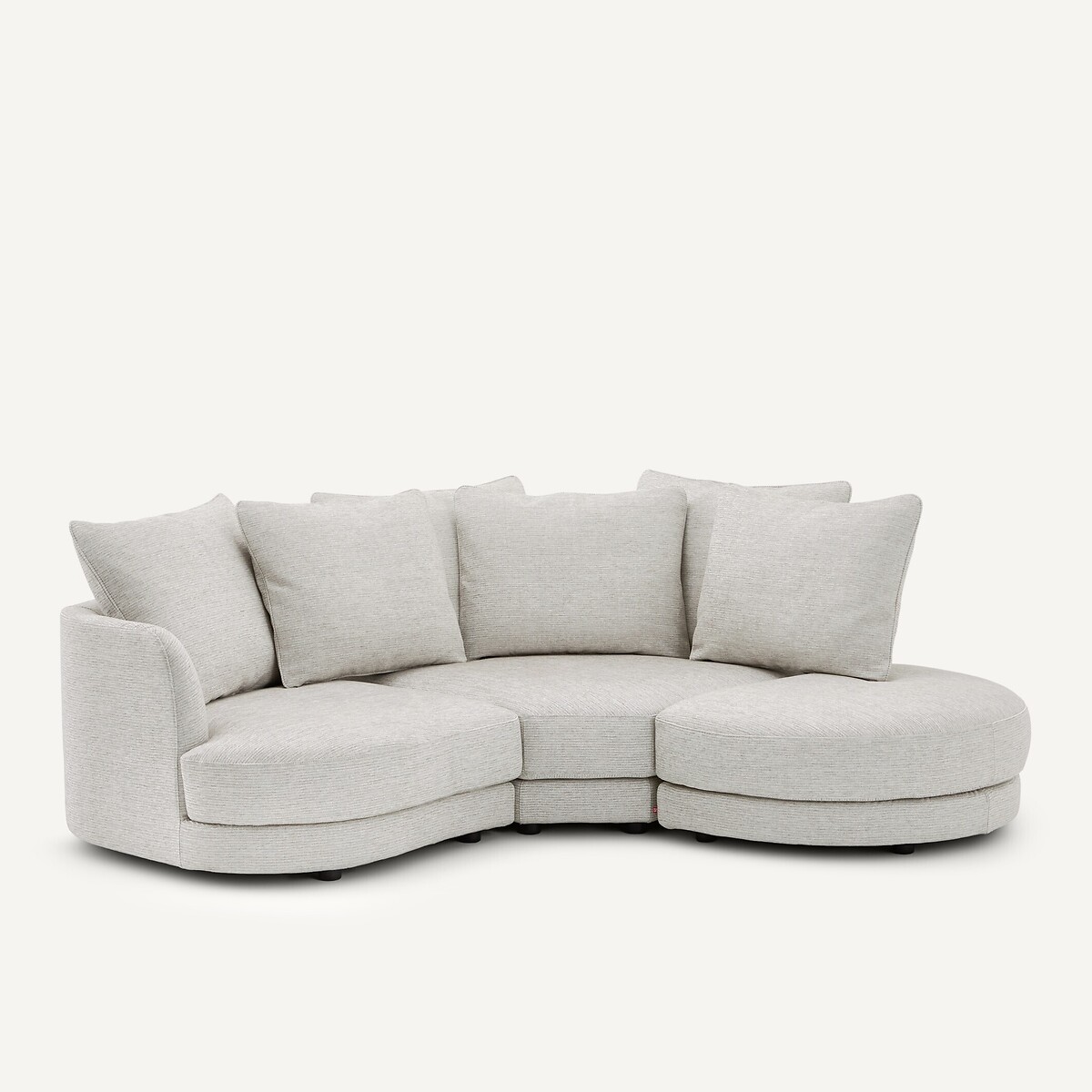 Linkes, abgerundetes Sofa-Element, modular, aus recycelter Baumwolle, TIBERIO hellgrau, AM.PM