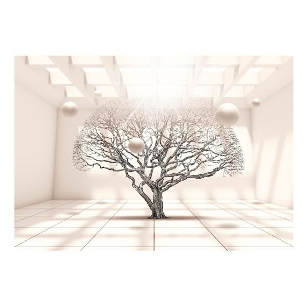 Papier peint intissé panoramique Abstractions Illusion of Life beige, EDEN