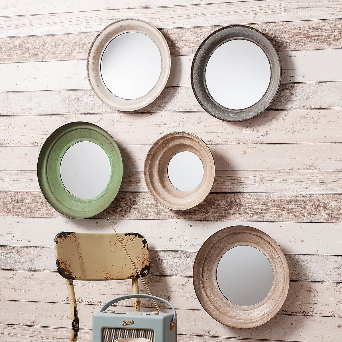 Set of 5 Cochran Metal Painted Mirrors in Multi multi-coloured, ÉDITÉ