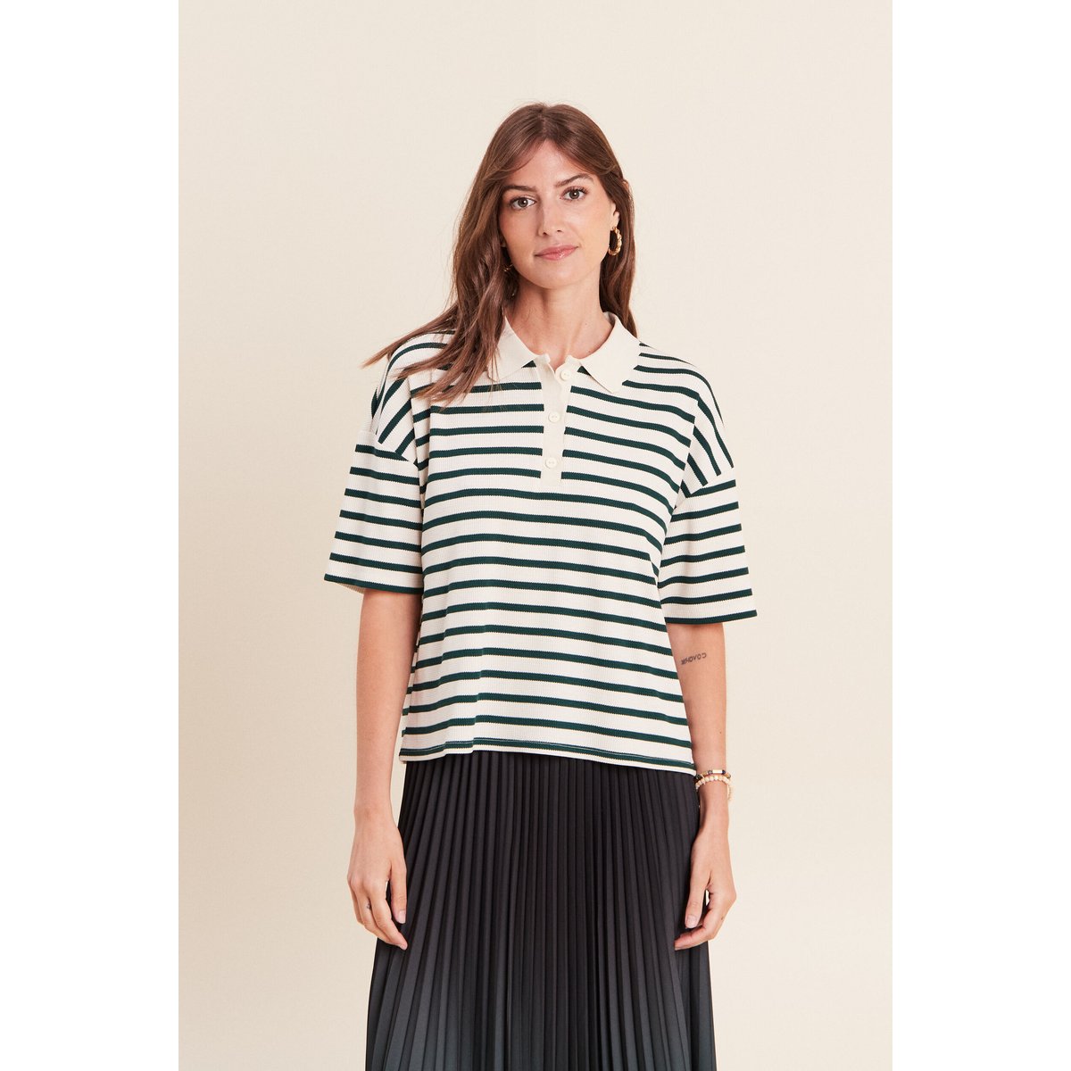 Polo ample col chemise vert, BREAL