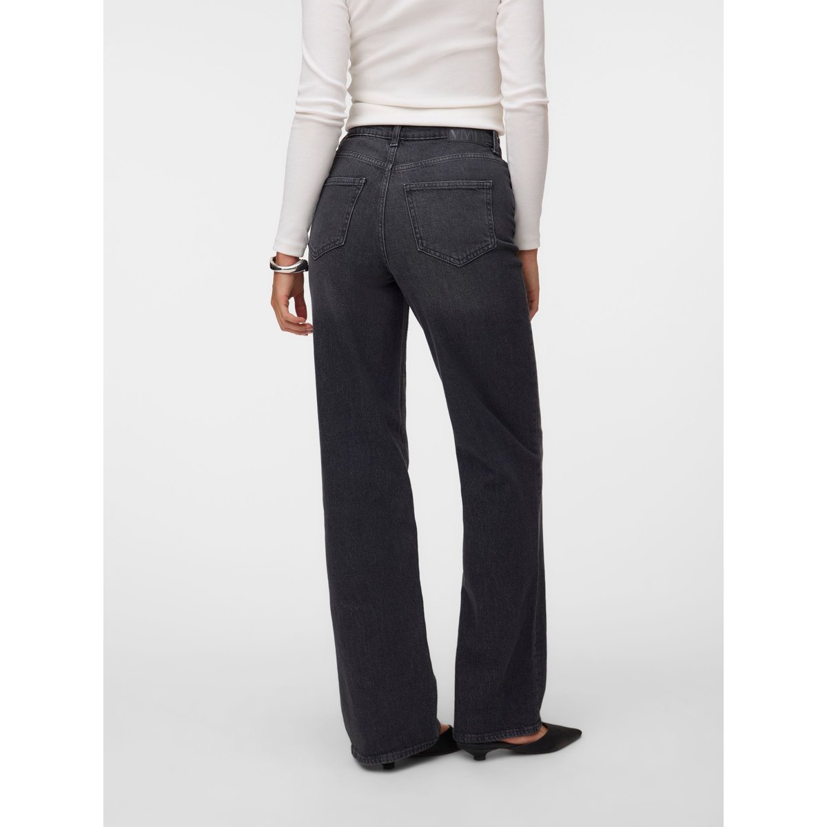 Jean À Coupe Large dark grey denim, VERO MODA