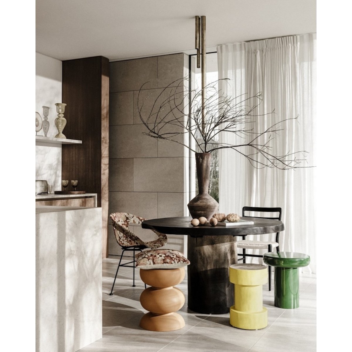 Table ronde en bois - LOREA marron, MATHI DESIGN