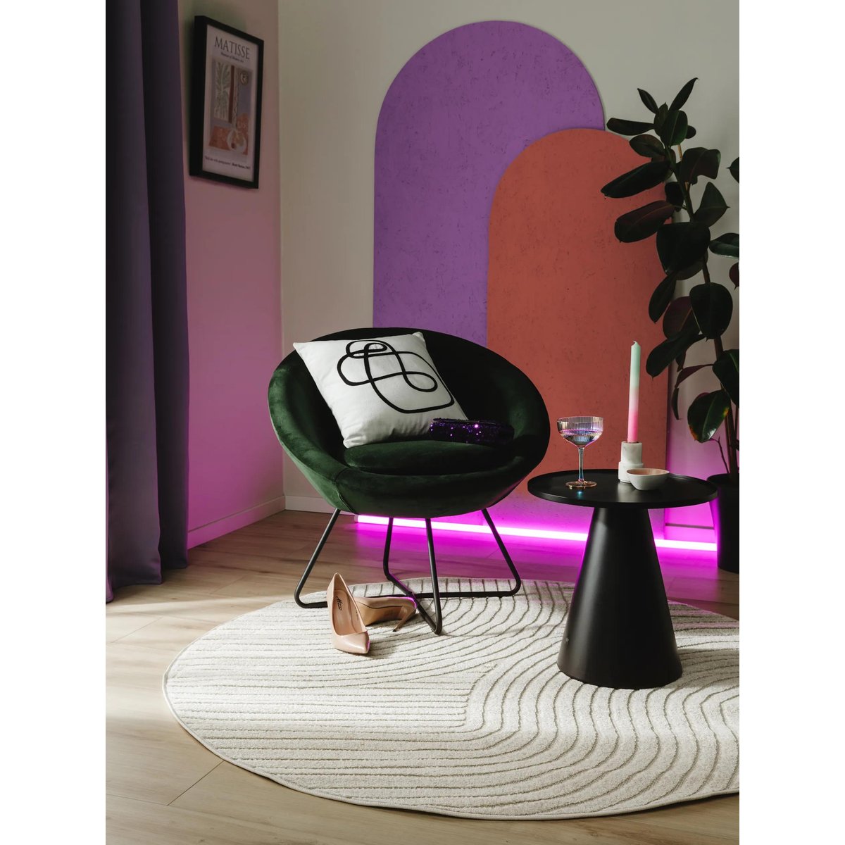 Tapis d'extérieur & intérieur rond MARS crème, BENUTA