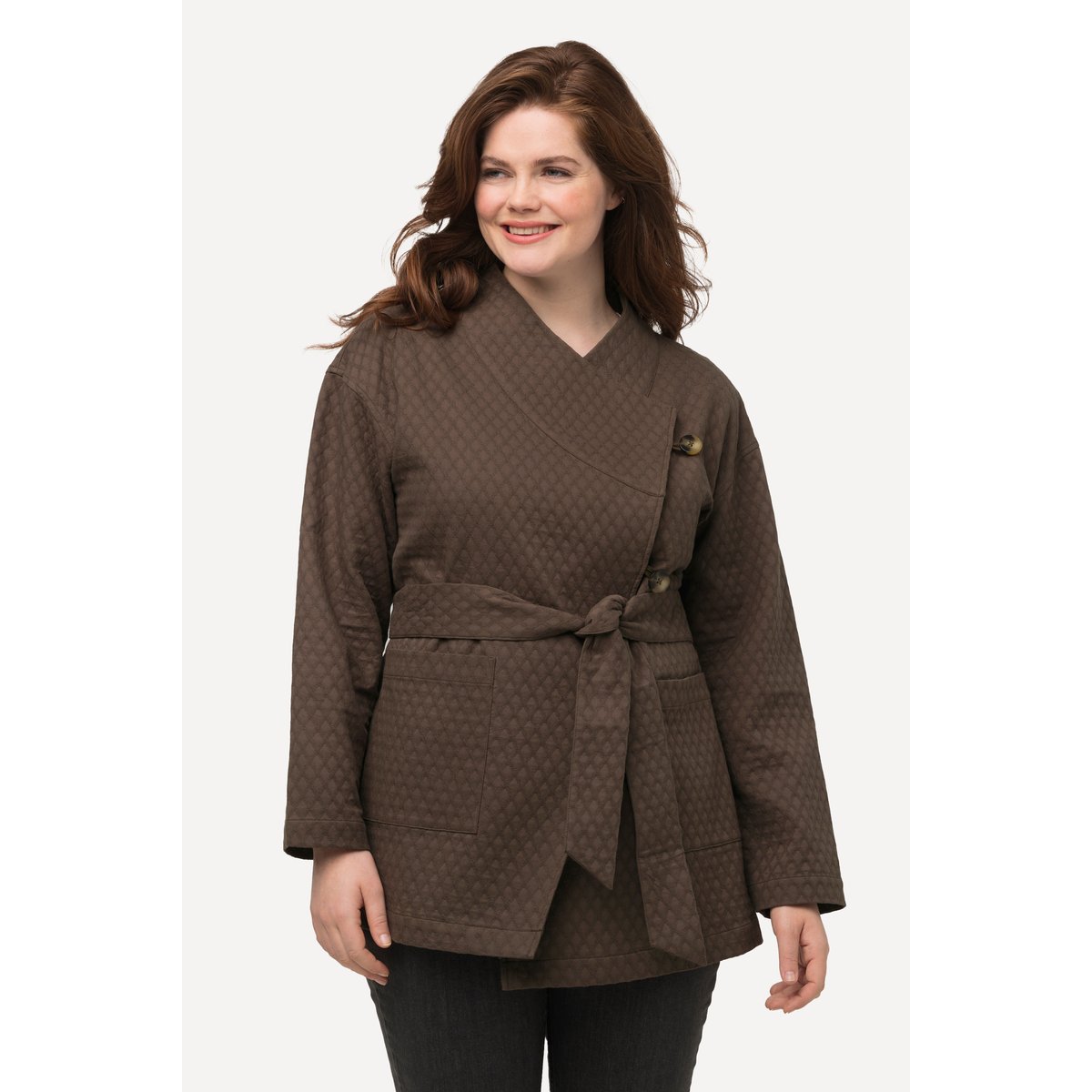 Veste style cache-cœur vert mousse, ULLA POPKEN