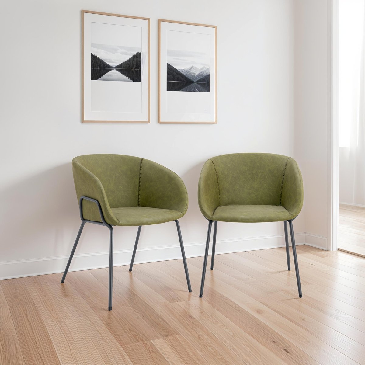 Chaise en simili, lot de 2, André, ANDRÉ vert, noir, HAPPY GARDEN