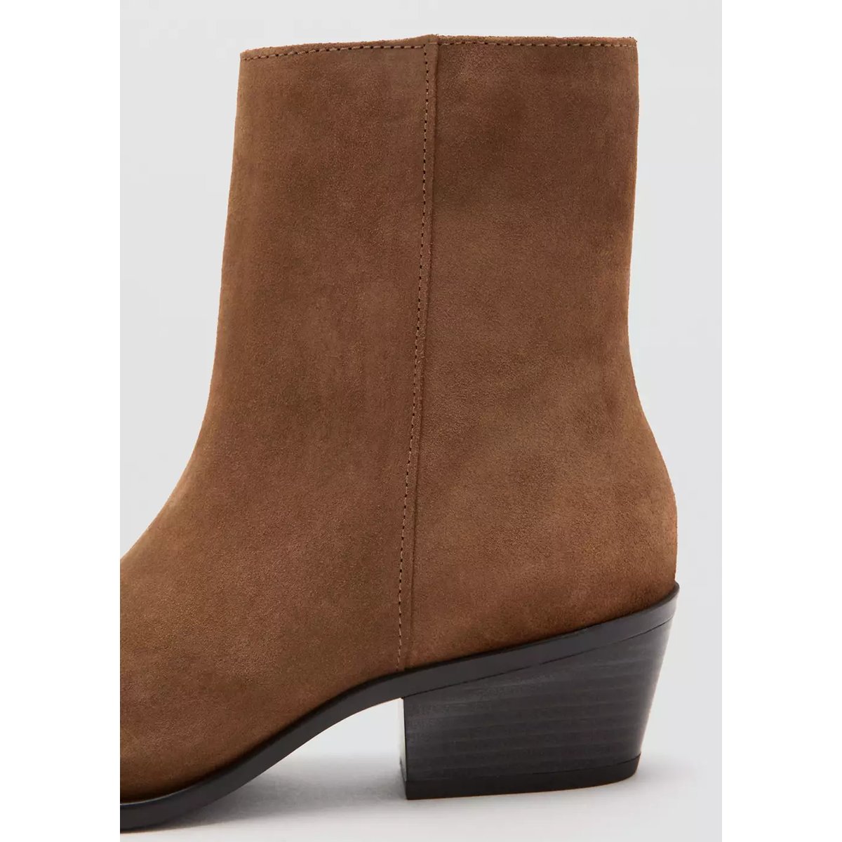 Bottine talon suède marron moyen, MANGO