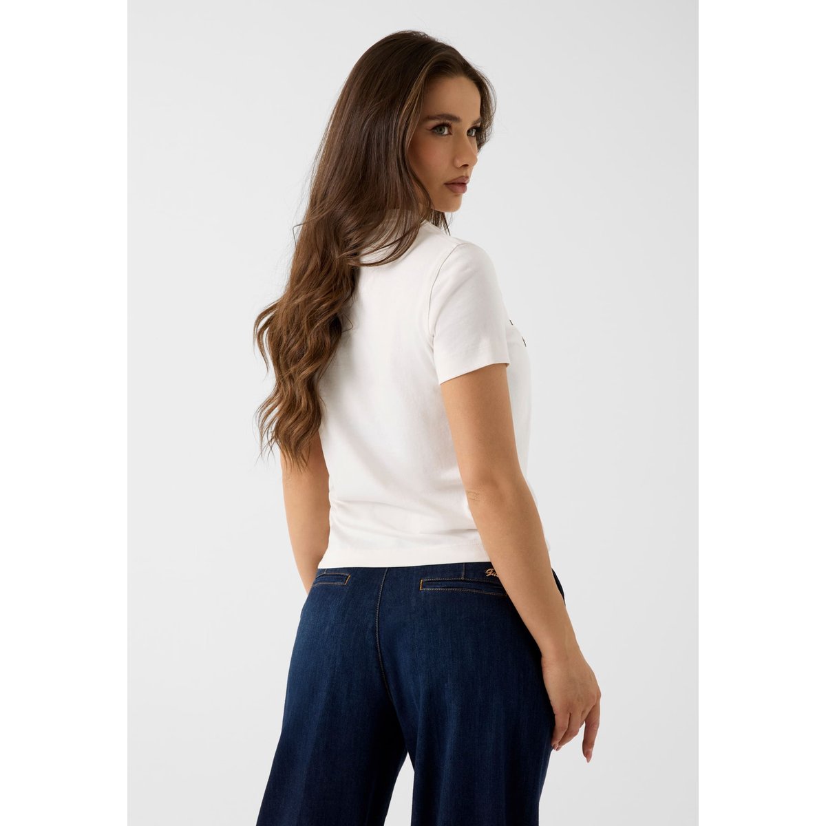 T-Shirt Avec Logo En Perles crème, GUESS