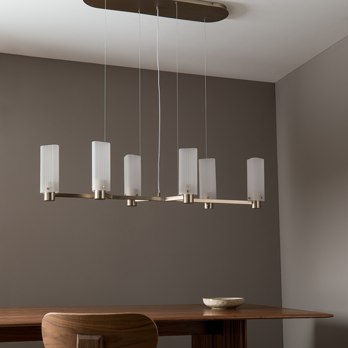 Strozzi Glass and Steel Pendant Lamp, Designed By Emmanuel Gallina champagne, EMMANUEL GALLINA X AM.PM