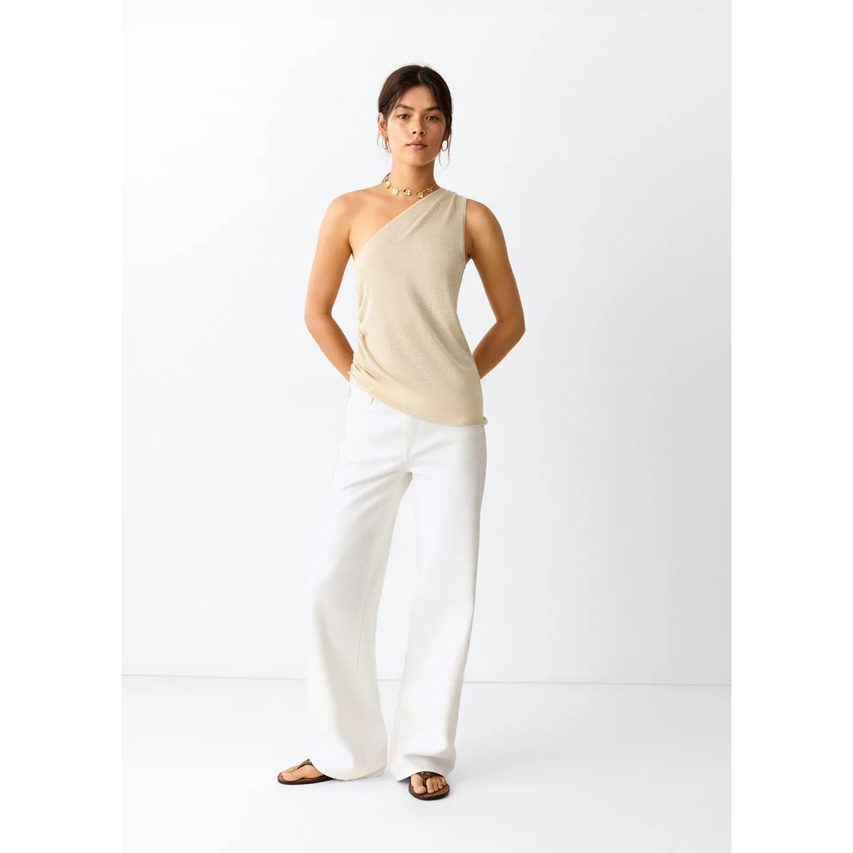 Jean droit taille normale blanc cassé, MANGO TEEN