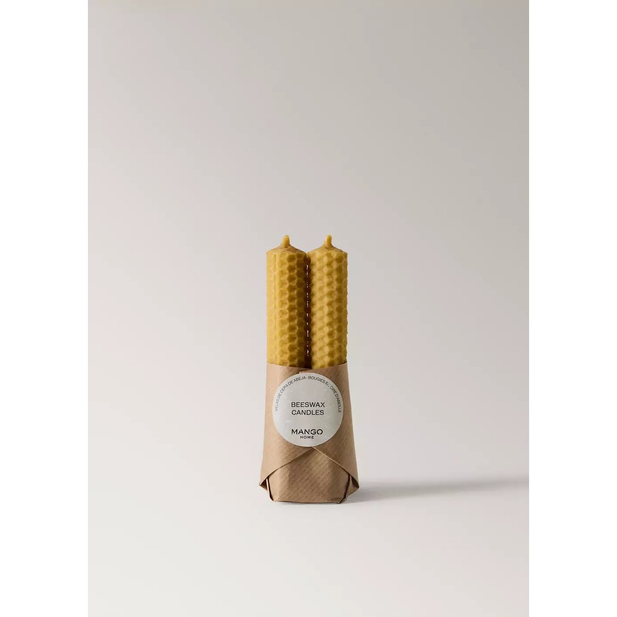 Bougies décoratives en cire d'abeille ocre, MANGO HOME