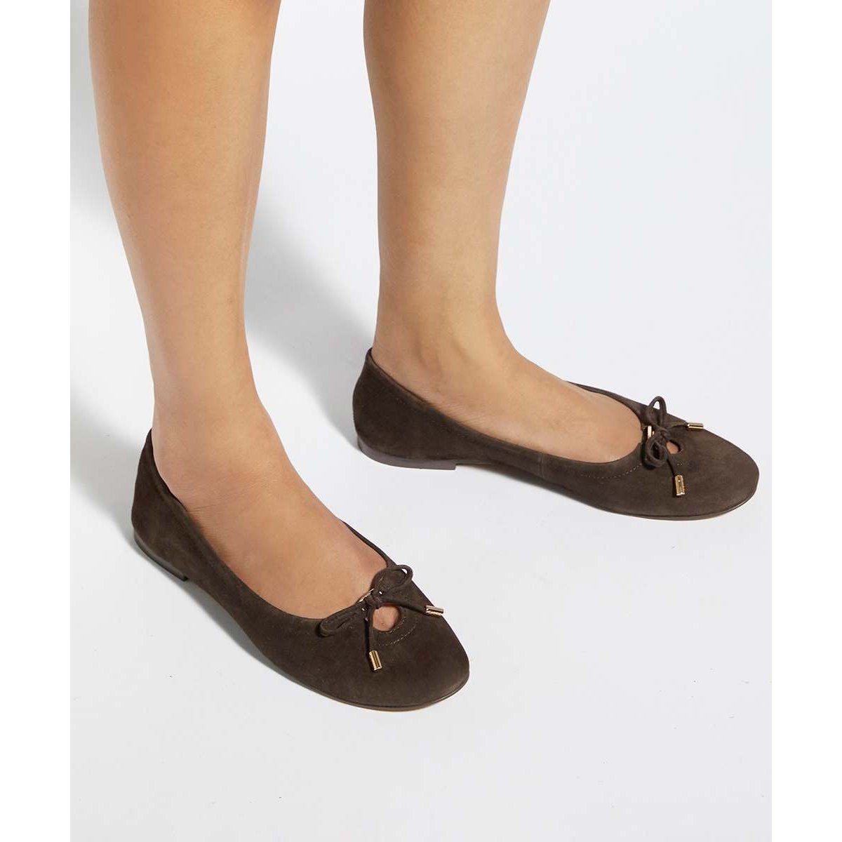 Ballerines en cuir ajourées - HALI brown-suede, DUNE LONDON