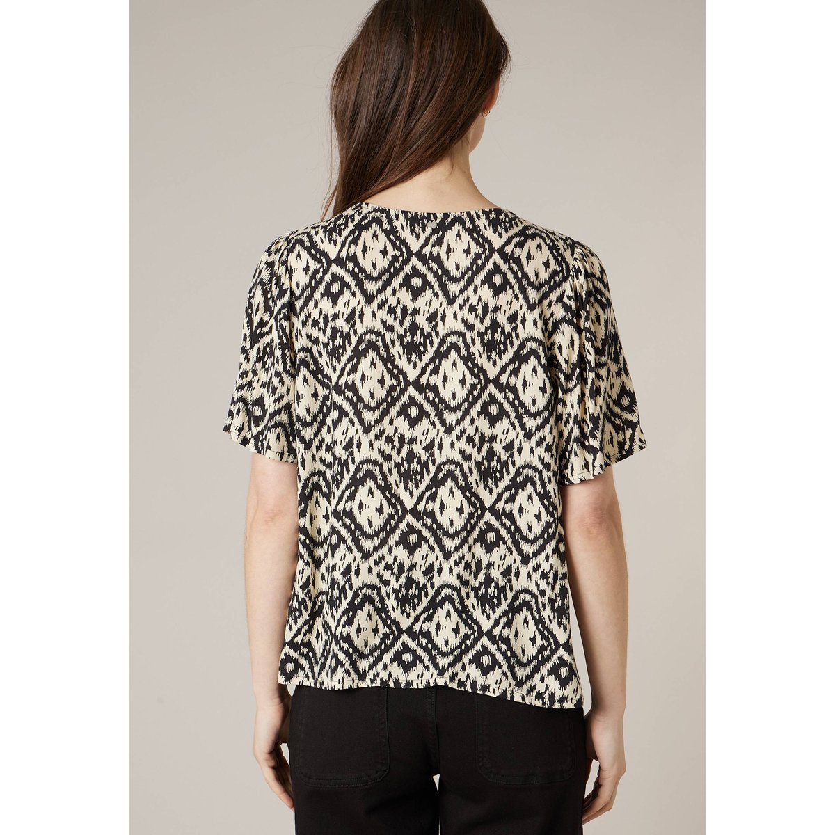 Blouse femme fluide motif ethniques EHOMA black, DEELUXE