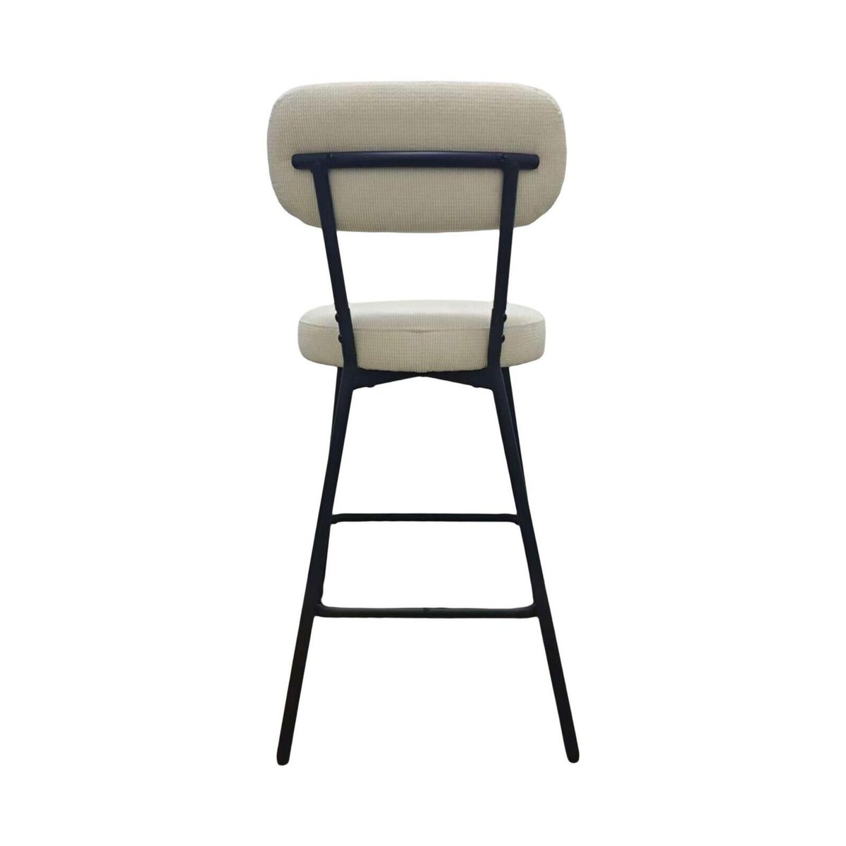 Chaises CELESTE îlot bar métal tissu velours côtelé H65cm blanc et noir, MOB IN