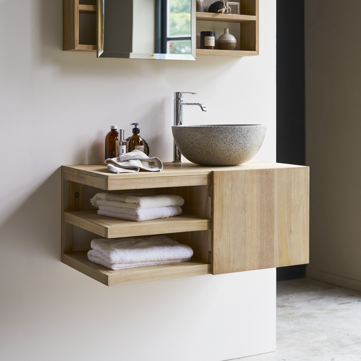 Meuble Salle De Bain en Teck massif, TYPO naturel, TIKAMOON