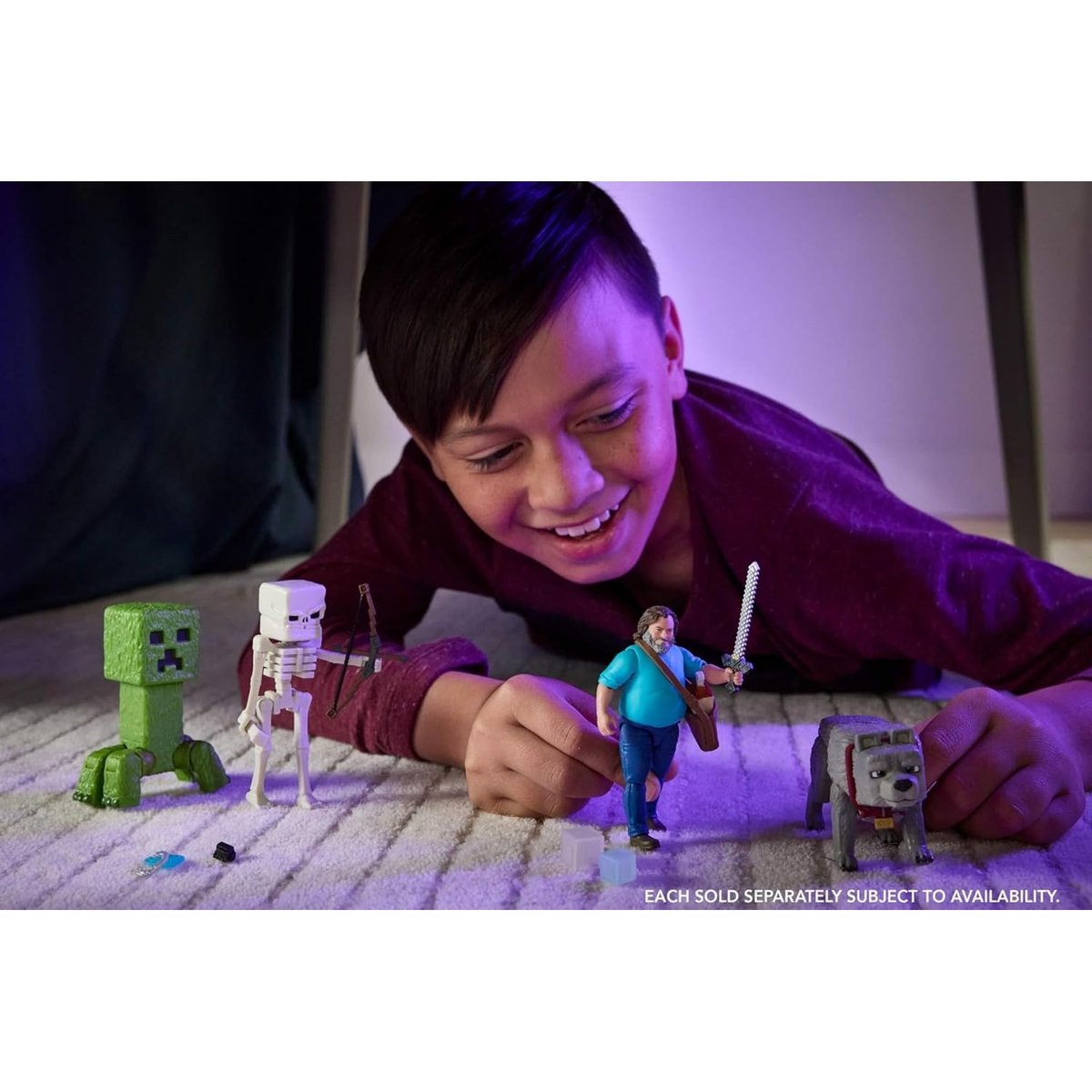 Minecraft - Figurine articulée Steve bleu, MATTEL