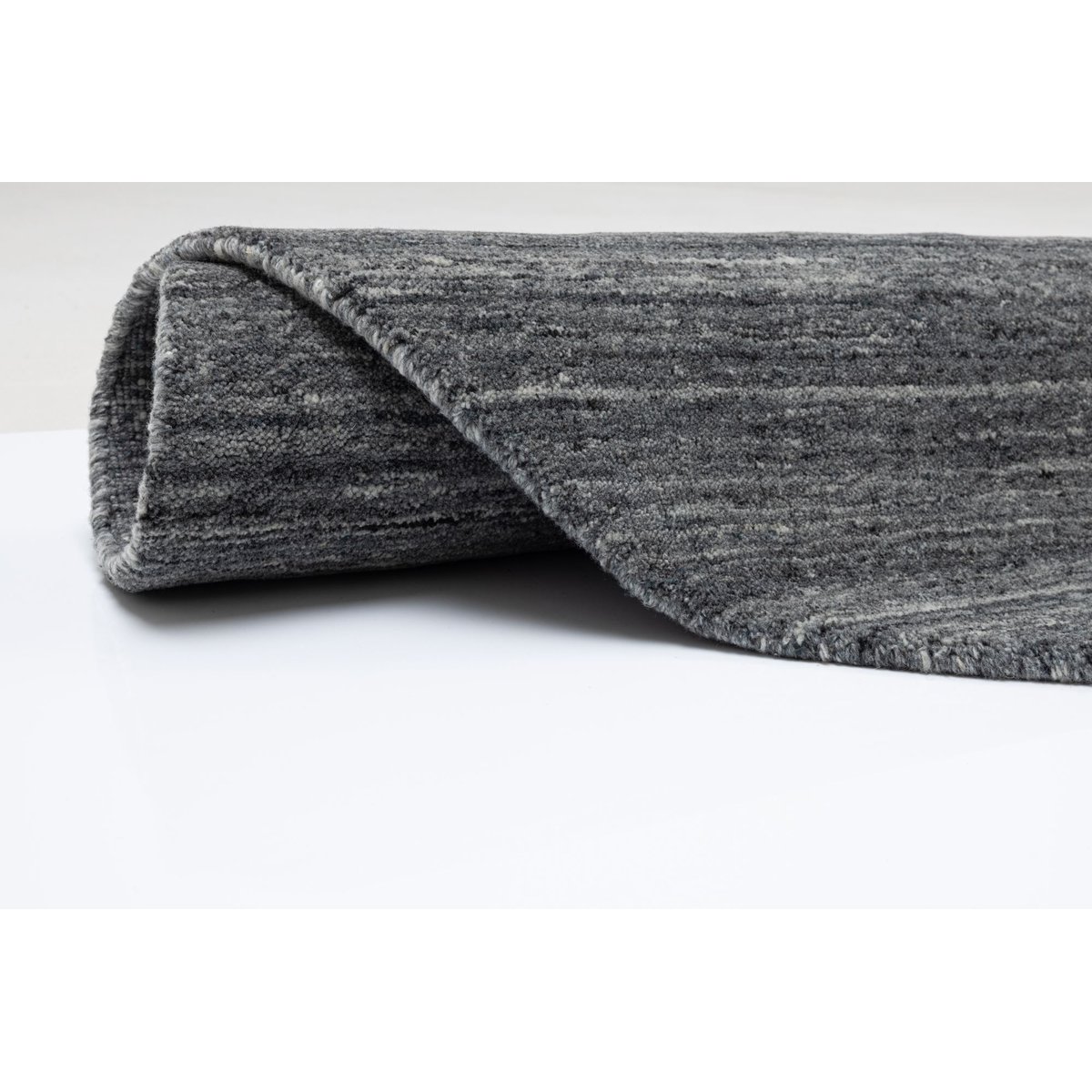 Tapis de salon uni en laine tissé main - PURE anthracite, THEKO
