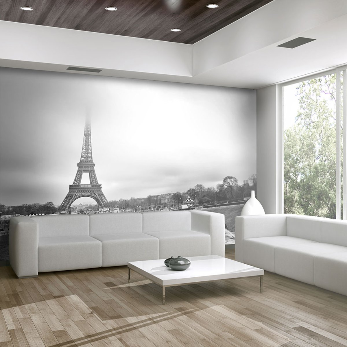 Papier peint intissé panoramique Ville et Architecture Paris: Tour Eiffel noir, EDEN
