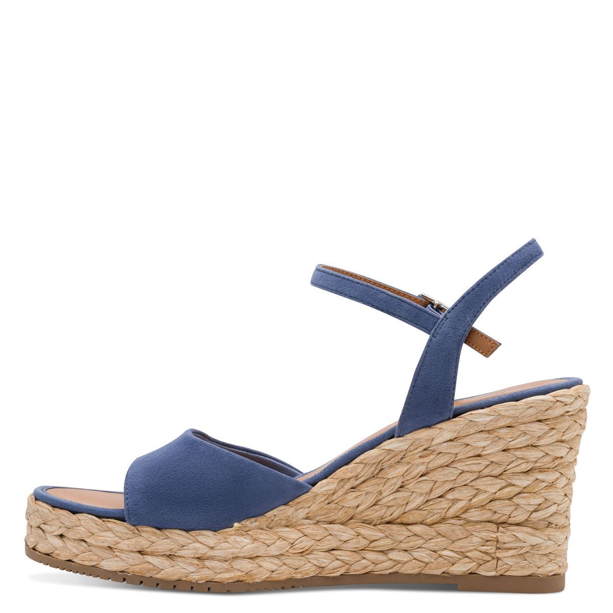 Sandale à talon en cuir bleu, TAMARIS