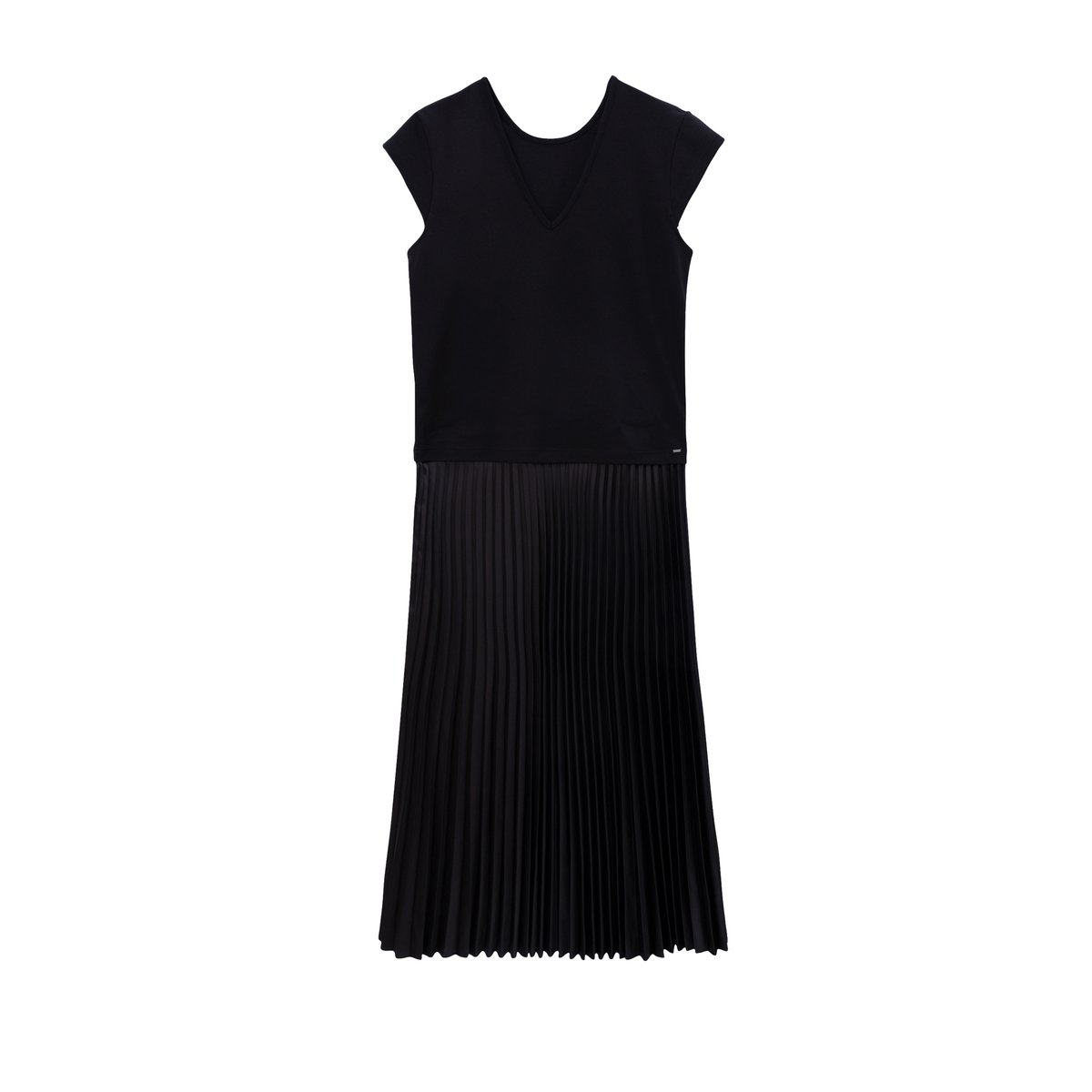 Robe longue bi-matière plissée noir, IKKS