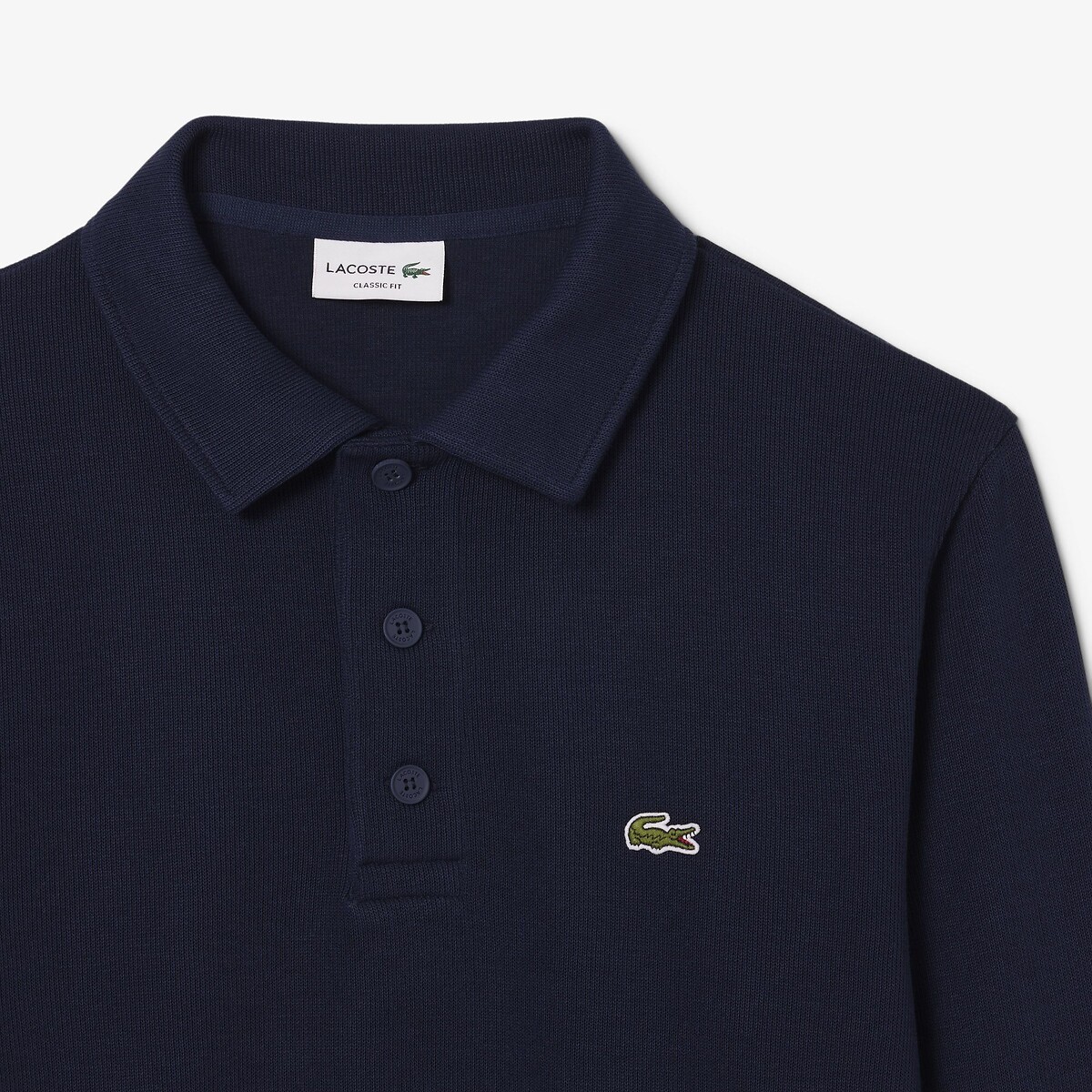 Sweatshirt col polo coton côtelé bleu-166, LACOSTE