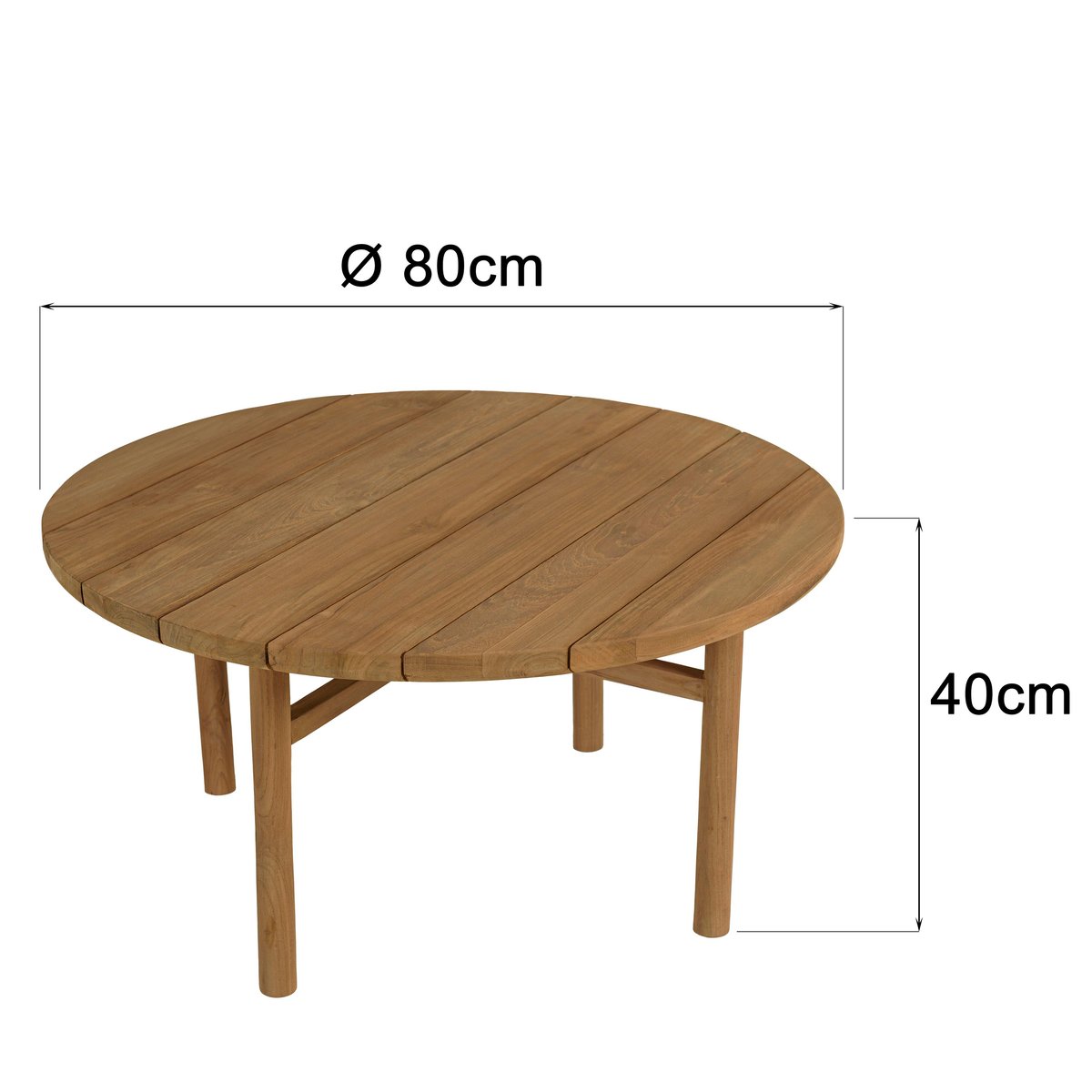 Table basse de jardin ronde en bois de teck recyclé naturel D80 cm SANTO bois naturel, PIER IMPORT