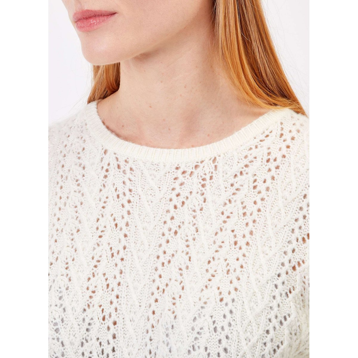 Pull maille fantaisie uni IZE blanc, PRINCESSE NOMADE