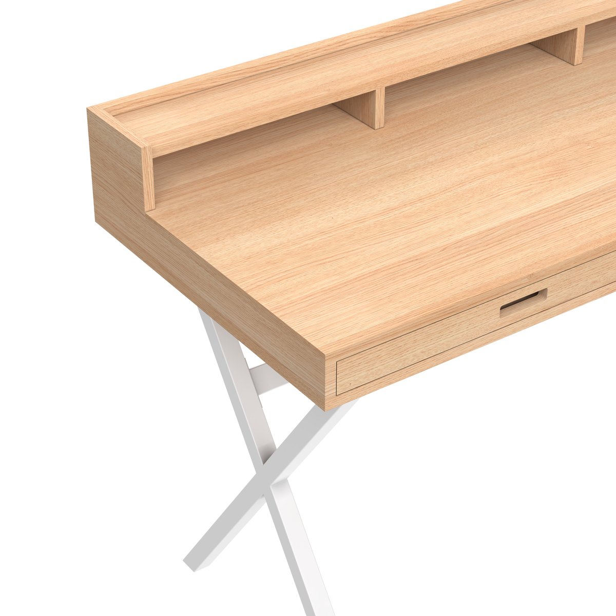 Bureau en chêne et métal coloré, HYPPOLITE blanc, HARTO