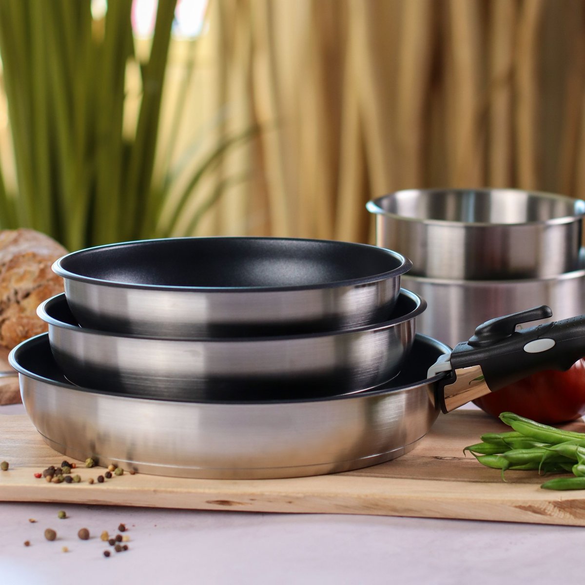 Batterie de cuisine 6 pièces en inox, IRIS inox, MENASTYL