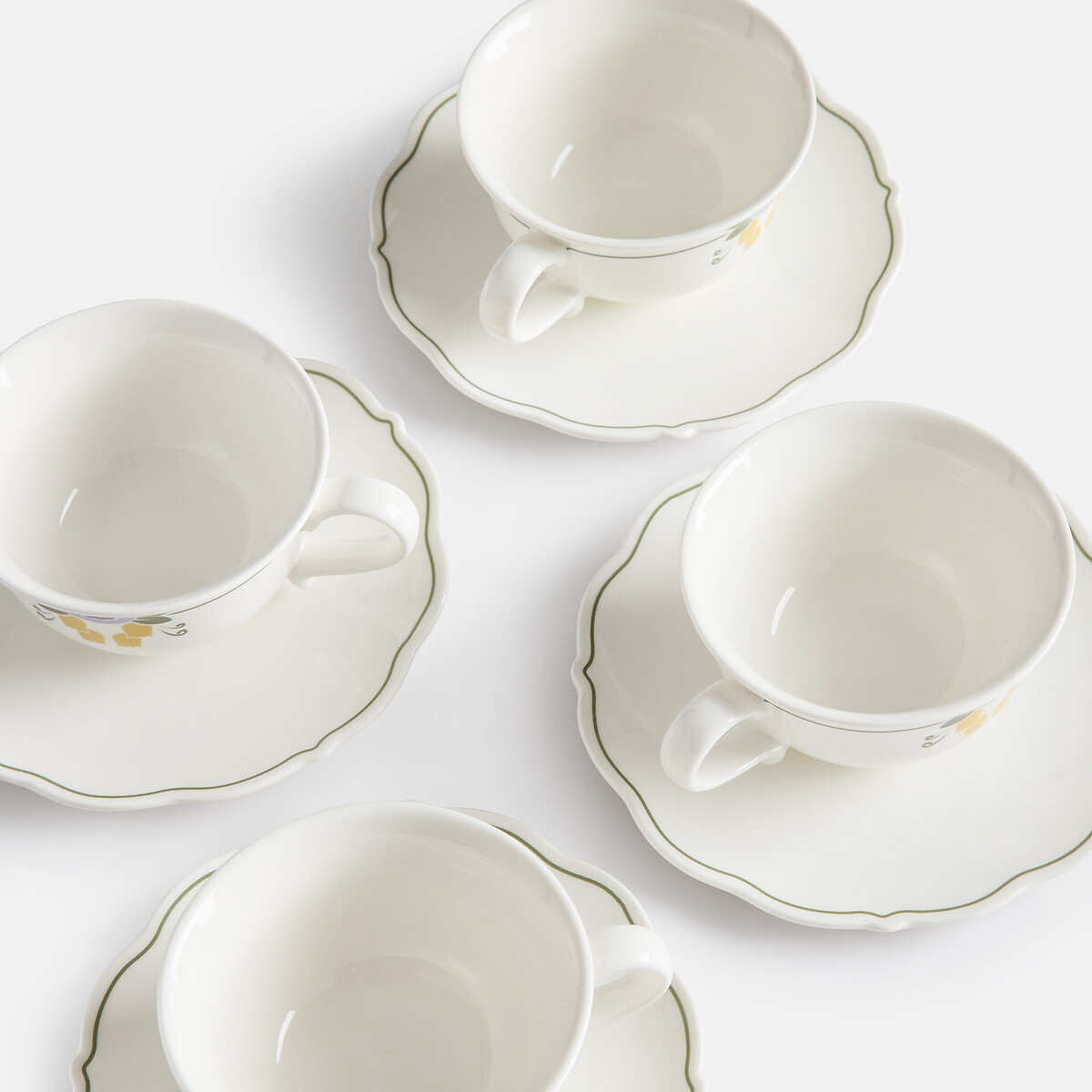 Juego de 4 tazas y platillos de porcelana con decoración floral, POPIE estampado floral, LA REDOUTE INTERIEURS