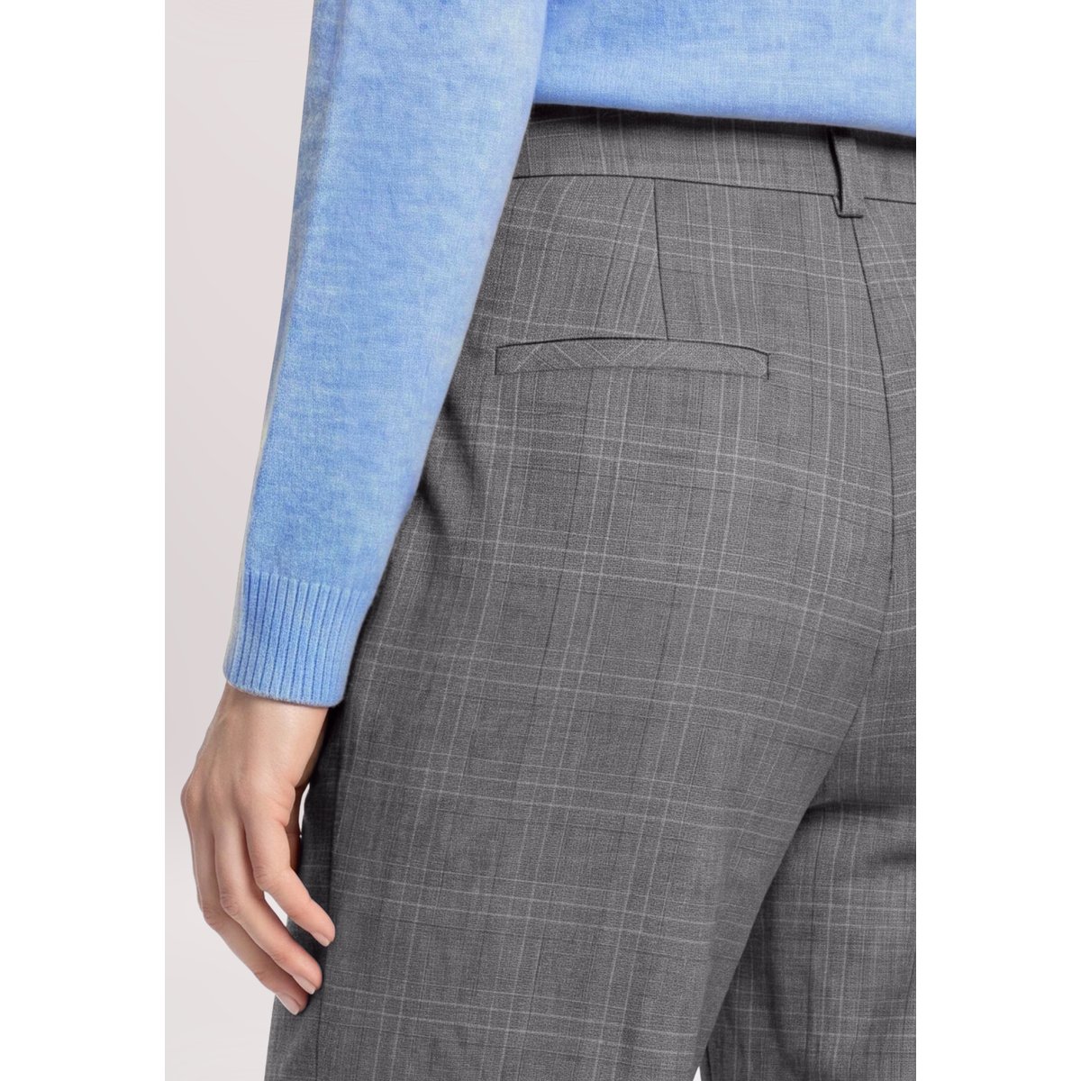 Pantalon à carreaux à jambes larges gris/noir, BETTY & CO